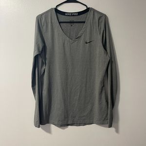 Nike Pro XL Athletic Long Sleeve V-Neck Compression Shirt